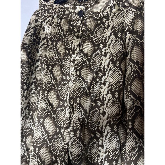 Nili Lotan Womens Snakeskin Print Wide-Leg Cropped Pants Size 4 - Picture 8 of 13